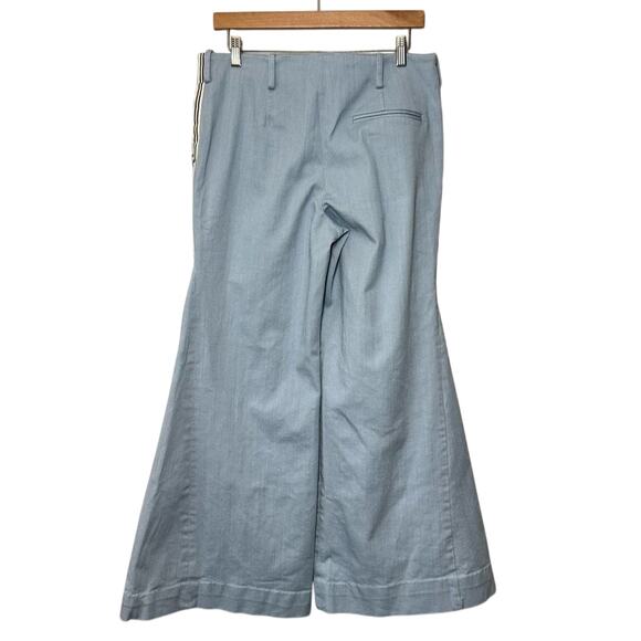 Hellessy Women’s Super Wide Leg Flare Denim Jeans Light Wash Racing Stripe Sz 10 - Picture 2 of 11